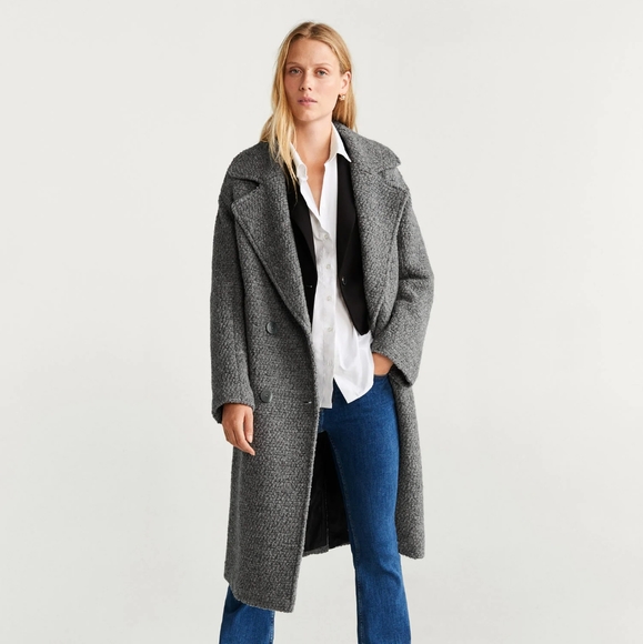 Mango Jackets & Blazers - NEW Mango Oversized Grey Wool Coat